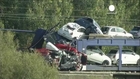 Car transporter derails near Dutch border in huge rail crash